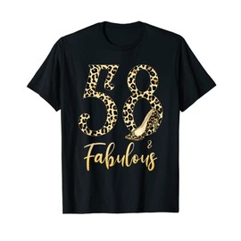 mb 58th Birthday 58 And Fabulous Leopard Print High Heels T-Shirt