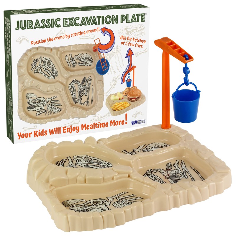 Dinosaur Meal Set, Dino Kids Plate and Condiment Holder, Jurassic