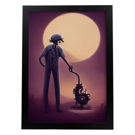 Nacnic Mechanic in T. Burton style. Illustrations of Jobs and Trades inspired by Burton's Dark and Goth art. Interior Design and Decoration. Size A3