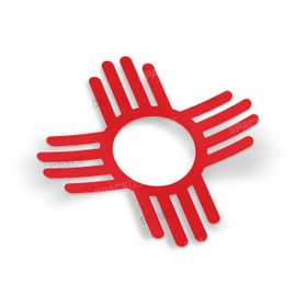 Red Zia Stickers: Two Sticker Set: 3 x 3 inch State Flag Symbol for New Mexico - Weatherproof Window Vinyl Decals