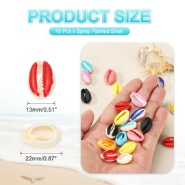 PATIKIL Cowrie Sea Shells, 10 Pcs Red, White Smooth Oval Seashells Beads Natural Cowrie Beach Shells Decoration Craft Bead for DIY Bracelet Jewelry Crafting
