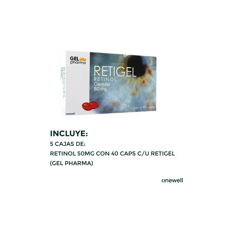 Cajas Retigel Retinol Vitamina 50mg Caps
