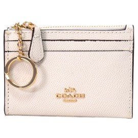 Coach 88250 Coin Purse, Cross Grain Leather, Logo with Key Ring, Mini, Skinny ID Case, Coin Case, Charc, chark