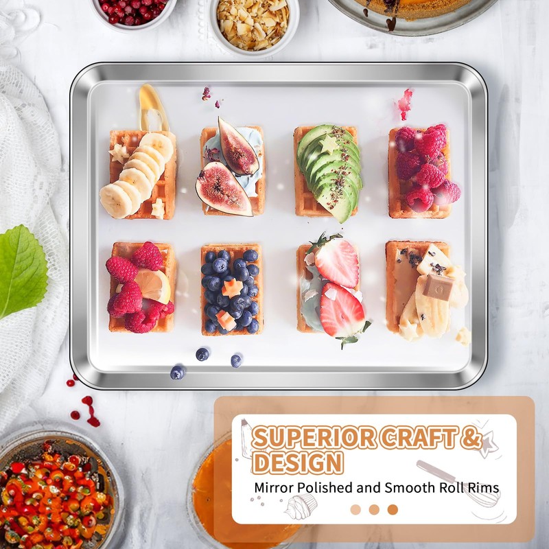 Stainless Steel Baking Sheet Set of 2, Deedro Cookie Sheet