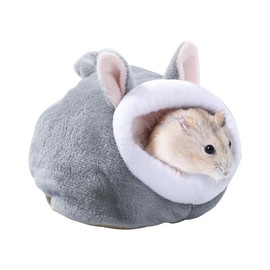 Tabanzhe 1psc Mini Hamster Bed Soft and Cozy Small Animal Bedding for Hamsters, Hedgehogs, Guinea Pigs - Winter Sleep Nest, Cotton Nesting Bag,Soft and Warm House(Grey)