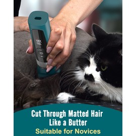 oneisall Cat Clippers for Matted Hair, 5-Speed Quiet Cat Grooming kit, Cordless Pet Shaver for Long Hair,Waterproof Pet Hair Trimmer, Pet Clippers for Cats(Green)
