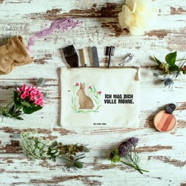 Parent-New Mr. & Mrs. Panda S Makeup Bag Sitting Rabbit, White, Hand drawn