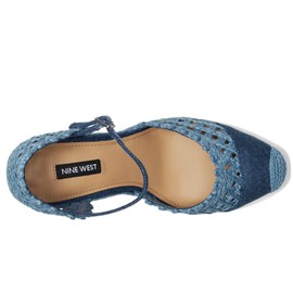 Nine West Women's Mckinly Espadrille Wedge Sandal, Blue Denim, 8