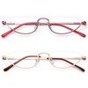 KoKoBin Half Reading Glasses for Men Women,Half Moon Metal Frame