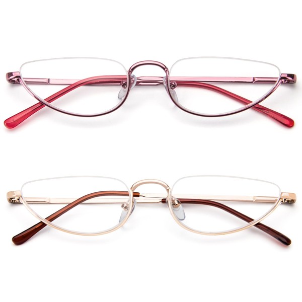 KoKoBin Half Reading Glasses for Men Women,Half Moon Metal Frame
