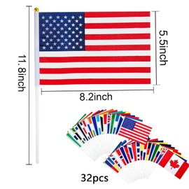 32 PCS National Countries Flags World Cup Football 2026 World Cup Fan Merchandise Sports Events Party Decorations Soccer Gifts for Football Match Party Garden Street Decorations