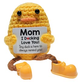 DKXZWL Emotional Support Duck Positive Crochet Animals Inspirational Gifts for Women Mothers Day Birthday Gifts Stocking Stuffers Love Mom Office Decor Encouragement