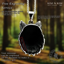 Viking Fenrir Wolf Head Pendant Necklace, Norse, Spiritual, Wicca, Magic, Free Engraving,Solid 925 Sterling Silver,Quality -KimnKim F8-2