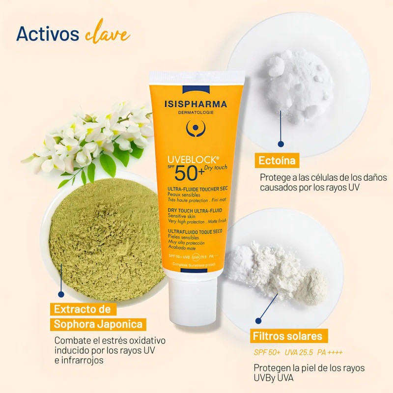 Uveblock 50+ Toque Seco, Protector Solar , Tinte Medio