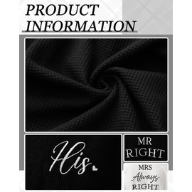 Jecery 2 Pack His and Hers Robes Gifts for Couples Cotton Waffle Knit Matching Robes Party Anniversary Wedding Women Men(Black,Mrs.always Right)