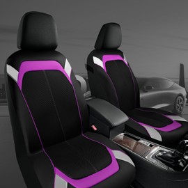 PIC AUTO Car Seat Cover – Silver & Purple Leather with Breathable Mesh Seat Cover for Cars, Stylish Two-Tone Leather Full Set Seat Covers, Universal Fit, Durable for SUV, Truck, Sedan, Vehicles