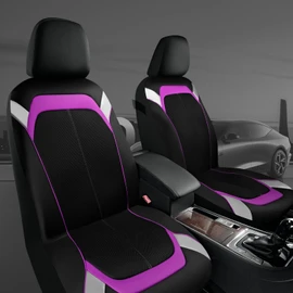 PIC AUTO Car Seat Cover – Silver & Purple Leather with Breathable Mesh Seat Cover for Cars, Stylish Two-Tone Leather Full Set Seat Covers, Universal Fit, Durable for SUV, Truck, Sedan, Vehicles