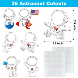 36 Pcs Astronaut Cutouts for Bulletin Board Decoration Outer Space Theme Cutouts with Photo Space for Teacher DIY Craft for Galaxy Classroom Wall Décor