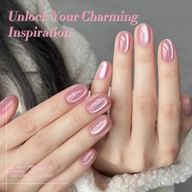 Born Pretty Cat Magnetic Eye Gel Nail Polish, Pink Moonlight Cat Magnetic Gel, Glass Shiny Effect Pink Soak Off Nail Art Salon Manicure Home Gift 15ml