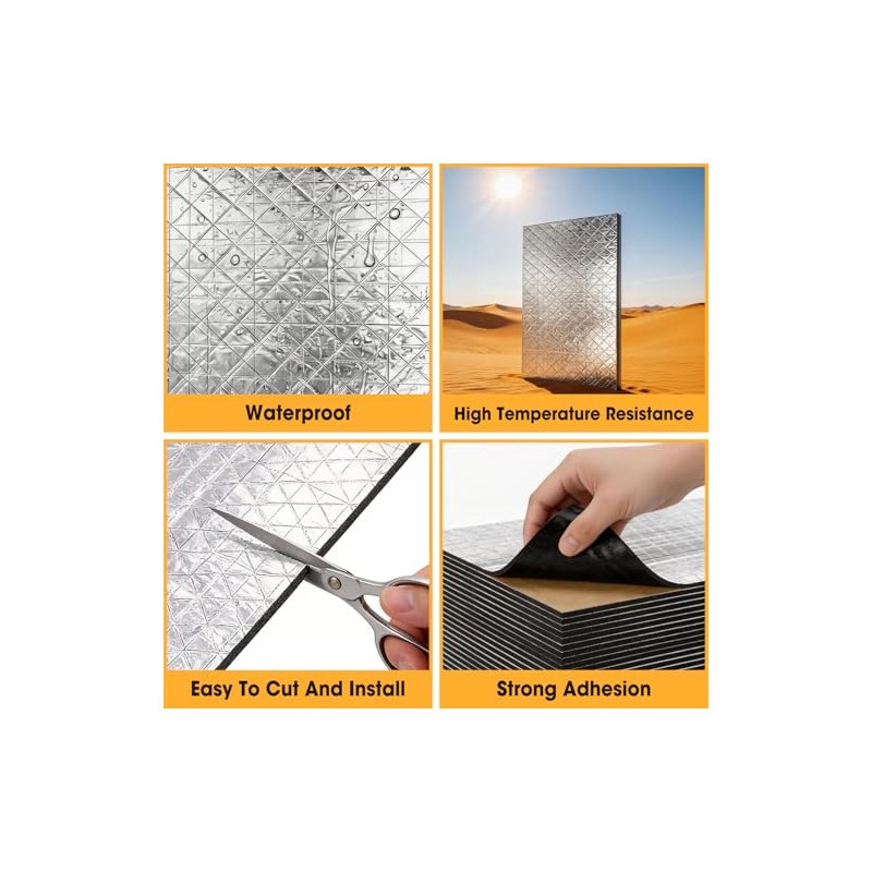 YesBes Sound Deadening Mat - 30 Pcs Automotive Noise Insulation