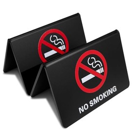 dealzEpic - No Smoking Table Top Tent Sign | Black Acrylic Double-Sided Tabletop Sign - 4.1 x 2.6 inches | Set of 2