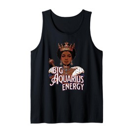 Big Aquarius AF Vibes Queen Zodiac Energy Crown Afro Regal Tank Top