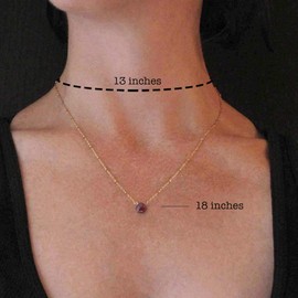 Dainty Red Garnet Necklace January Birthstone Genuine Gemstone 14k Gold Filled 18 Inch