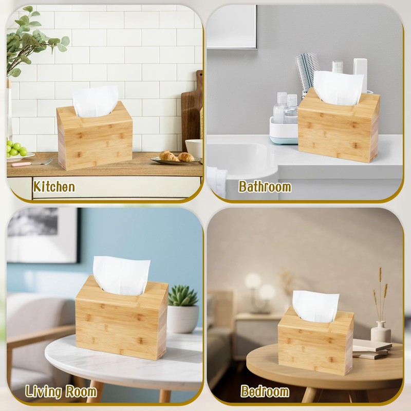 Hand Towel Box Cover for Kleenex with Sloped Top, Natural
