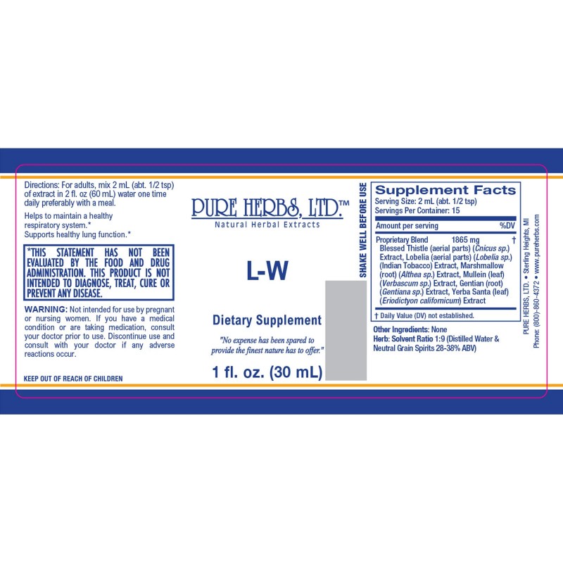 Pure Herbs: L-W - 1 oz.