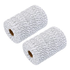 sourcing map 2pcs Cotton Rope Twisted Braided Rope Cord, Gray200m/219 Yard 2mm Dia for Wall Hanging, Plant Hanger, Knitting, Macrame Knotting