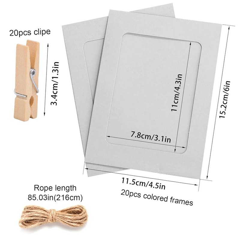 TRLREQ 20 Pack Photo Hanging String & Pegs Kit |