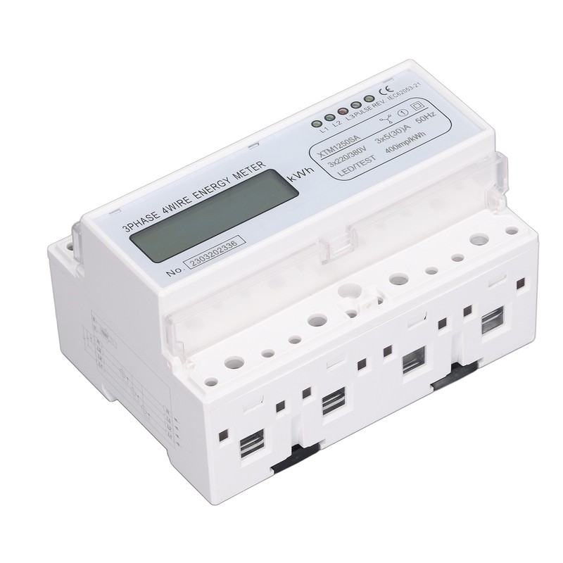7 Digit LCD Electric Energy Meter 35mm DIN Rail Mounting