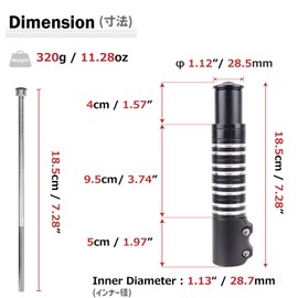 Azarxis Bike Bicycle Fork Stem Extender Bicycle Handlebar Riser Adaptor MTB Aluminium Alloy Head Up Adapter (Black - Super Long Version)