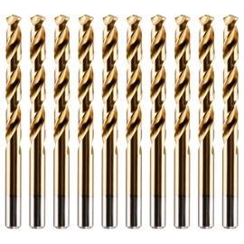 Box of 10 x 4.9mm HSS M2 Fully Ground Jobber Drill Bit Tin Titanium Nitride Coated DIN338 Standard (4.9mm x 86mm)