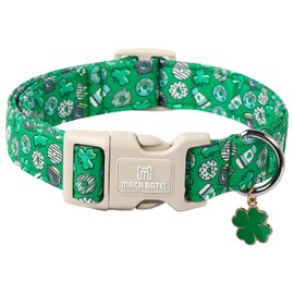 Maca Bates St Patricks Day Dog Collar Irish Clover Dogs Collars Green Donut Soft Adjustable Durable Saint Patrick's Shamrock Spring Gift for Small Medium Large Girl Boy Male Female Puppy Pet