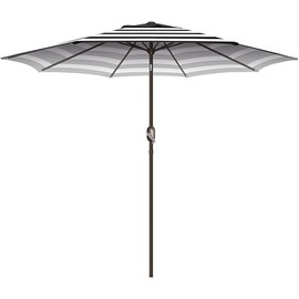 Funsite 11ft Outdoor Patio Umbrella with UV Protection, Heavy-Duty Pole, and Ventilated Design – Ideal for Gardens, Lawns, Decks, Backyards, and Pools, Black White Stripe