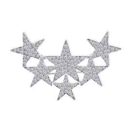 Set of Two Large Big Statement Fashion Celestial Patriotic USA American Rock Star Sparkly Six Crystal Stars Scarf Brooch Pin For Women Teens Silver Gold Plated