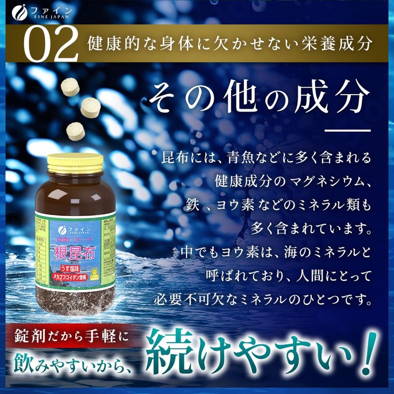 ファイン 根昆布エキス粒 フコイダン58mg配合 国内生産 50日分 (1日10粒/500粒入)×2個セット