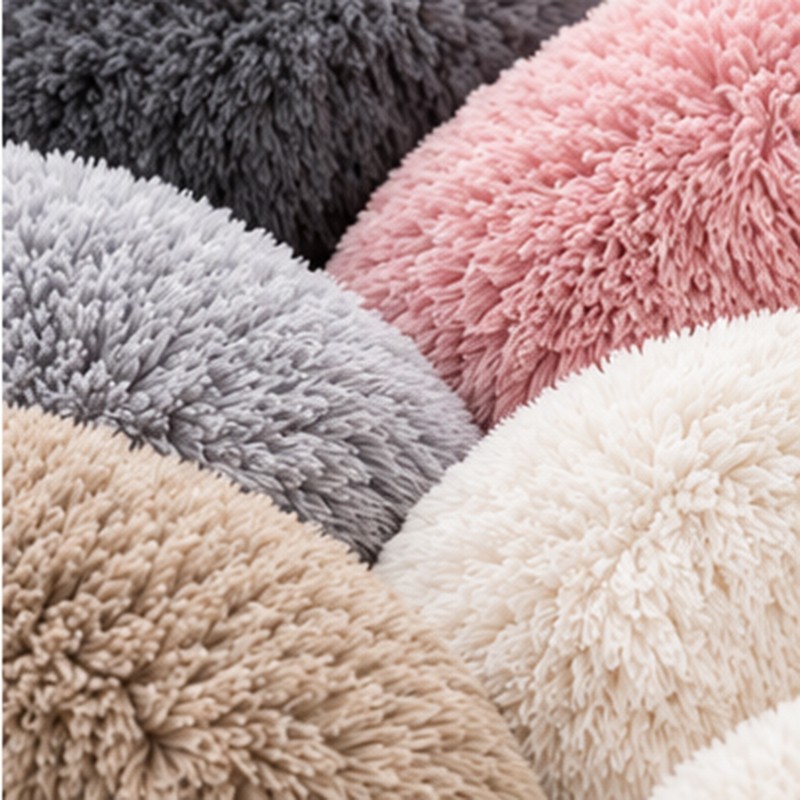 Round Plush Pet Bed for Dogs & Cats – Soft