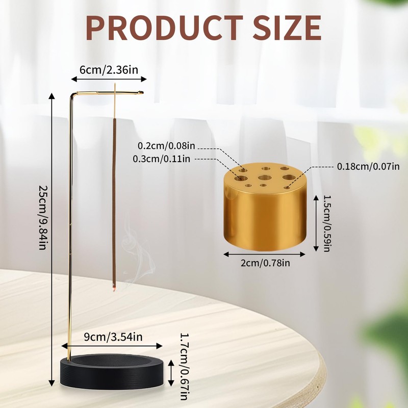 TIHNY 2-in-1 Wooden Incense Stick Holder with Cone Spool, Upside