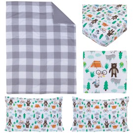 Carter's 4-Piece Toddler Set, Grey/White/Green/Blue Woodland Boy, 52" x 28"