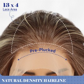 HAIRCUBE 13X4 HD Synthetic Lace Front Wig, Ombre Blonde Glueless Curly Wig, Natural Density Hairline Human-Like Hair Wig for Women