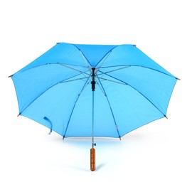 Jollybrolly Sky Blue Straight Stick Lightweight Auto Open Umbrellas- 65cm Length, 90cm Canopy Span - Straight Wood-Effect Handle- Mens & Ladies