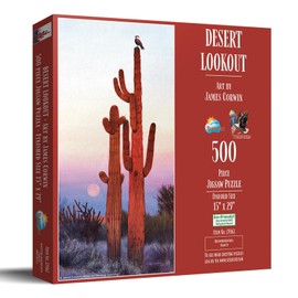 SUNSOUT INC - Desert Lookout - 500 pc Jigsaw Puzzle by Artist: James Corwin - Finished Size 15" x 29" - MPN# 27062