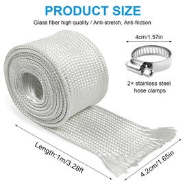 Abgasschlauch Hitzeschutzschlauch 25mm für Stromerzeuger, 100CM Hitzeschutzband für Abgasrohr Standheizung Isolierung Schlauch High TEMP Fiberglass Sleeving für Heizungen Air-Klimaanlage (1m)
