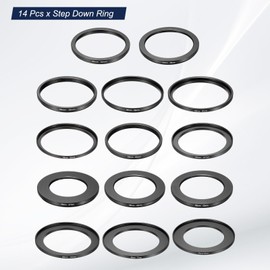 PATIKIL Step Up Down Ring Adapter Set, 14 Pcs Filter Step-down Rings Camera Lens Filters Metal Ring Digital for ND IR DSLR Lenses, Black