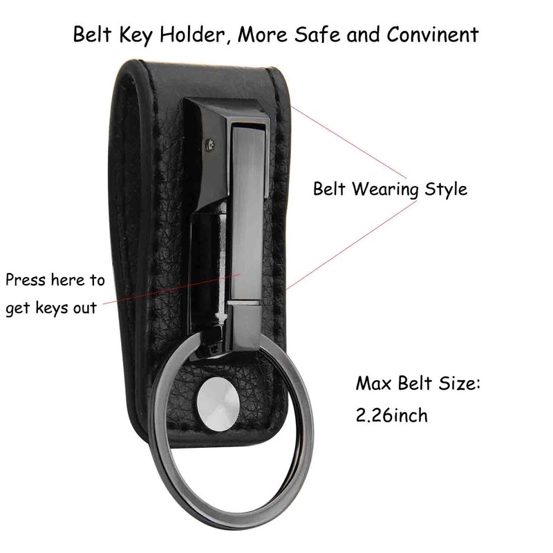 Liangery Keychain, Car Belt Keychain, Carabiner, Men's Belt Loop, Leather,