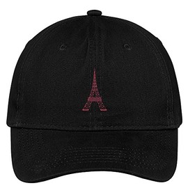 Trendy Apparel Shop Eiffel Tower Paris Embroidered Soft Crown 100% Brushed Cotton Cap - Black