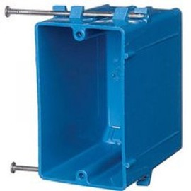 Carlon B122A-UPC One-Gang Nail-On New Work Outlet Box, 22 Cubic Inches, Blue, PVC