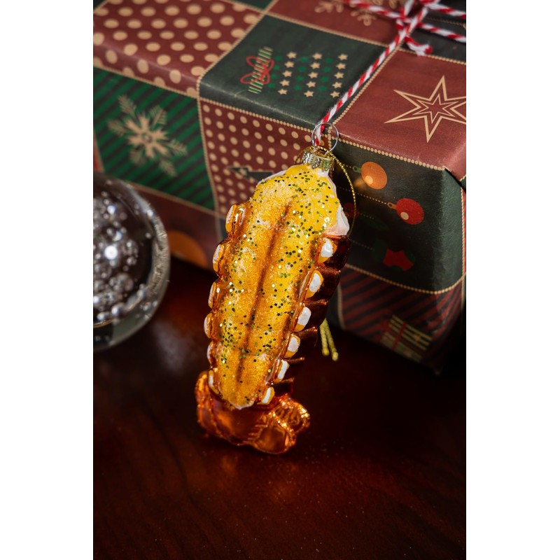 2pcs Blown Glass Lobster Tail Ornaments for Christmas Tree